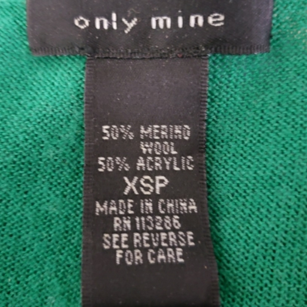 Only Mine Kelly Green Merino Wool Preppy Lightweight Sweater Bohemian Summer - Picture 10 of 15